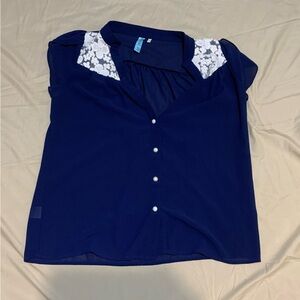 Aina Be Navy + White Floral Blouse